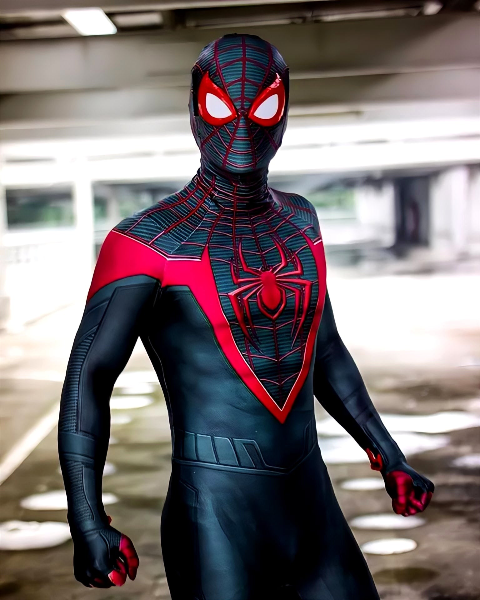 Fantasia Homem-Aranha Miles Morales Ultimate Traje Adulto Cosplay Luxo