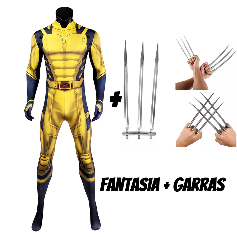 Fantasia Wolverine + Garras Filme Deadpool Cosplay Traje Luxo Profissional