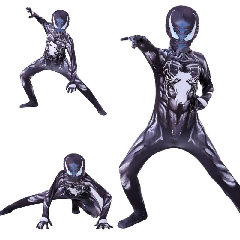 Fantasia Infantil Venom Homem Aranha Cosplay Crianças Heróis Luxo