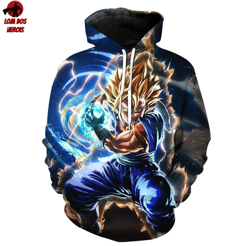 Blusa De Moletom Dragon Ball Goku Super Saiyajin Blue Anime