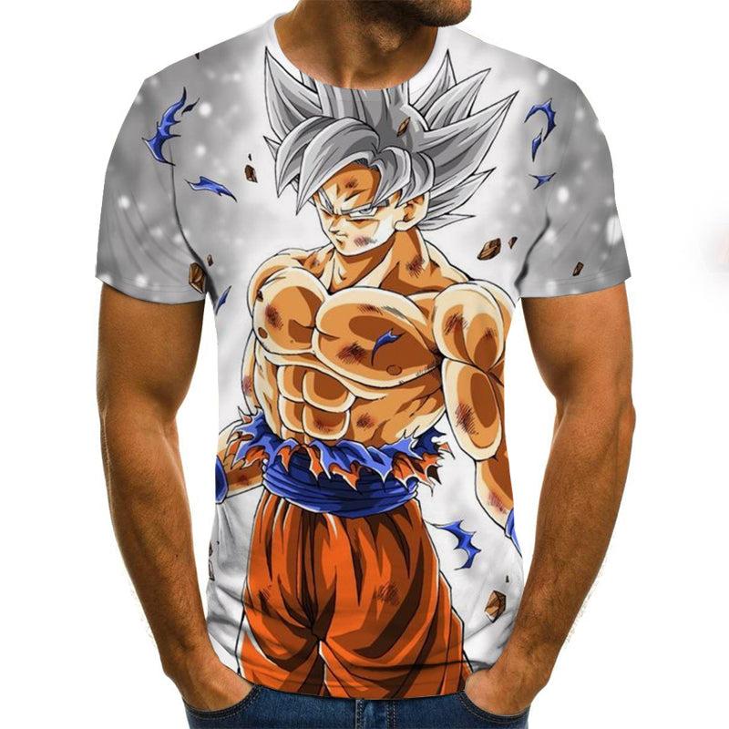 Camisa Camiseta Goku Cabelo Branco Dragon Ball Super Anime Impressão 3