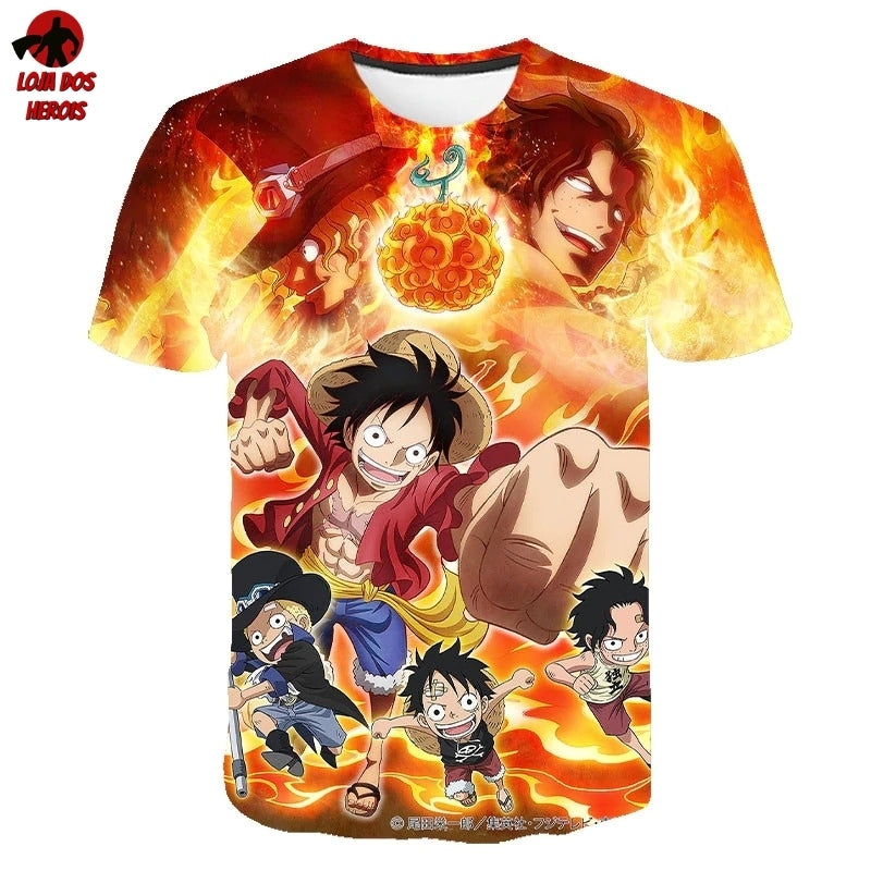 Camisa Camiseta Impressão 3D Full One Piece Anime Irmãos