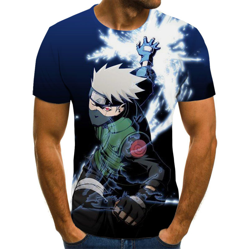 Camisa Uniforme Premium Anime Naruto Kakashi Jounin Azul