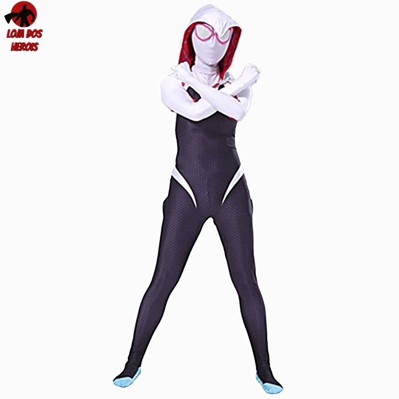 Fantasia Infantil Cosplay Heróis Spider Gwen Aranha Fantasma 2