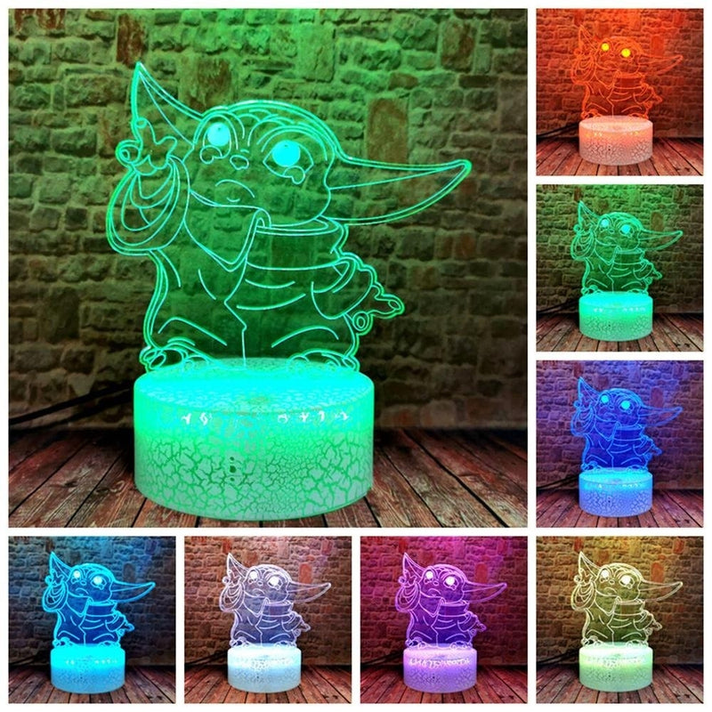 Luminária Abajur LED Baby Yoda Série Multicolorido Lanterna 3D Decorativo