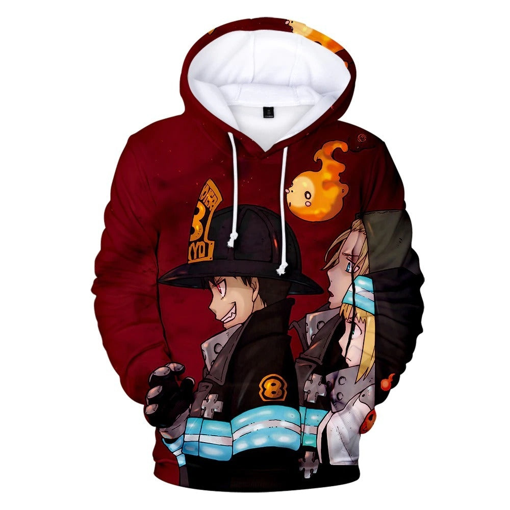 Blusa Jaqueta 3D Full Uniforme Capuzes Brancos Anime Fire Force Top