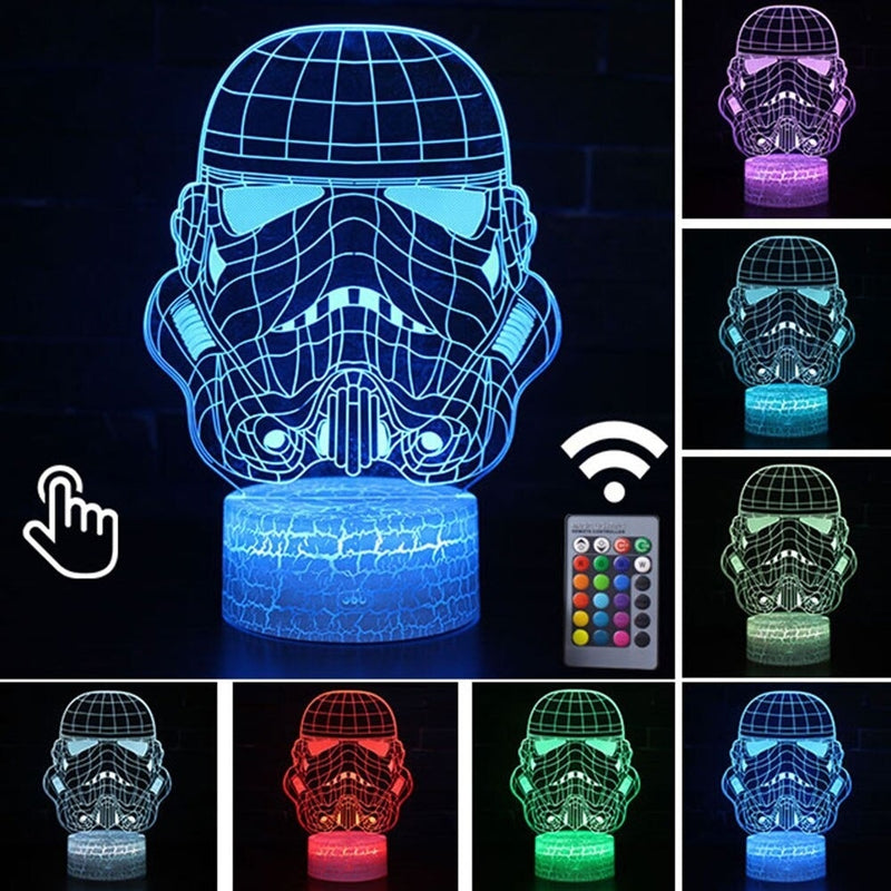 Luminária Abajur LED Stormtrooper Star Wars Multicolorido Lanterna 3D Decorativo