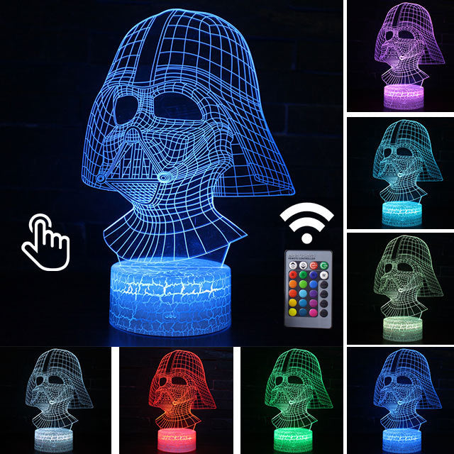 Luminária Abajur LED Capacete Darth Vader Star Wars Multicolorido Lanterna 3D Decorativo