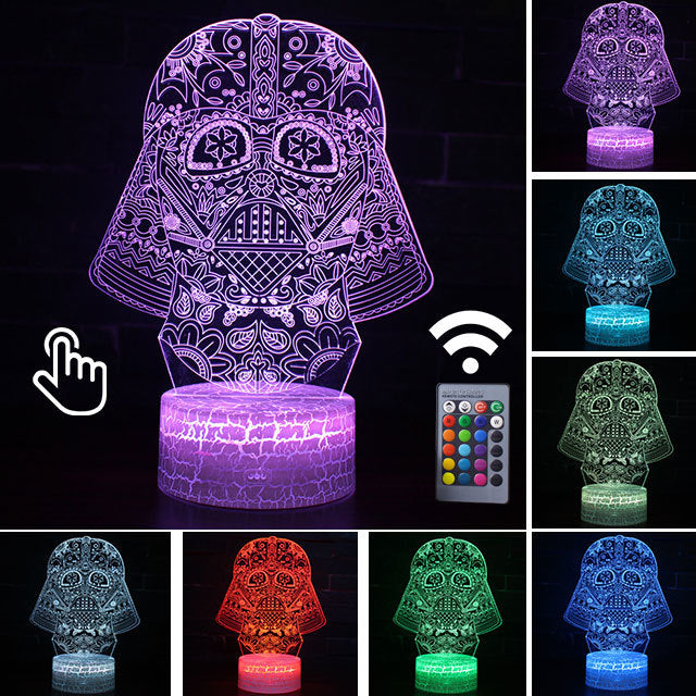 Luminária Abajur LED Arte Darth Vader Star Wars Multicolorido Lanterna 3D Decorativo