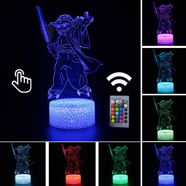 Luminária Abajur LED Yoda Batalha Star Wars Multicolorido Lanterna 3D Decorativo