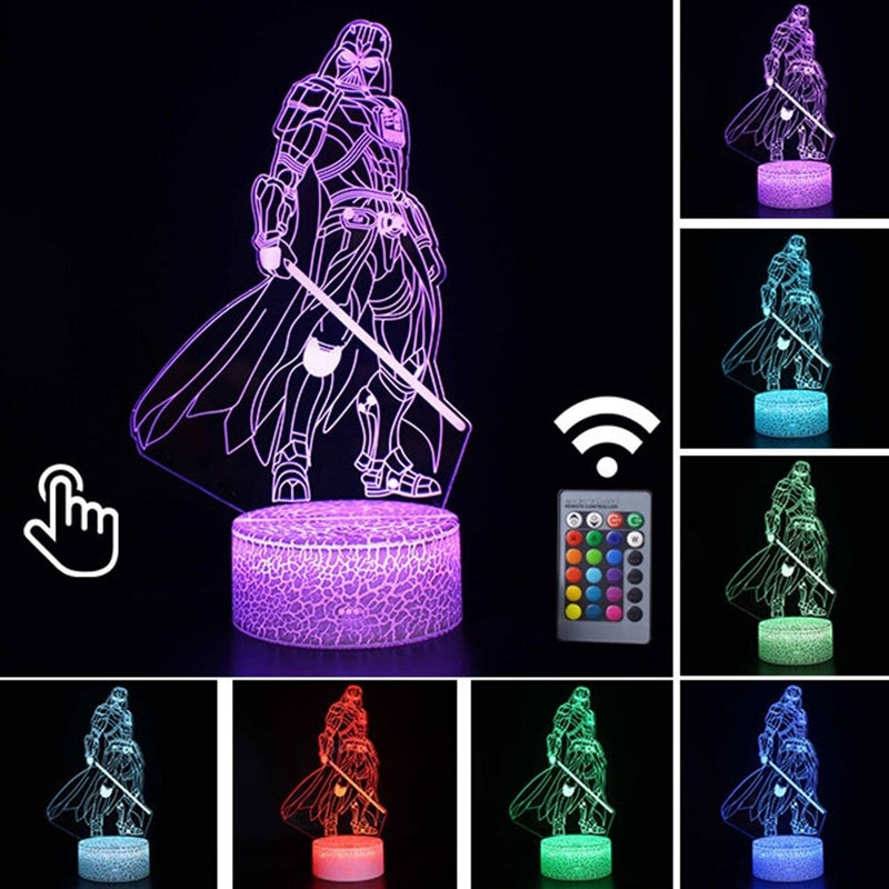 Luminária Abajur LED Darth Vader Série Star Wars Multicolorido Lanterna 3D Decorativo
