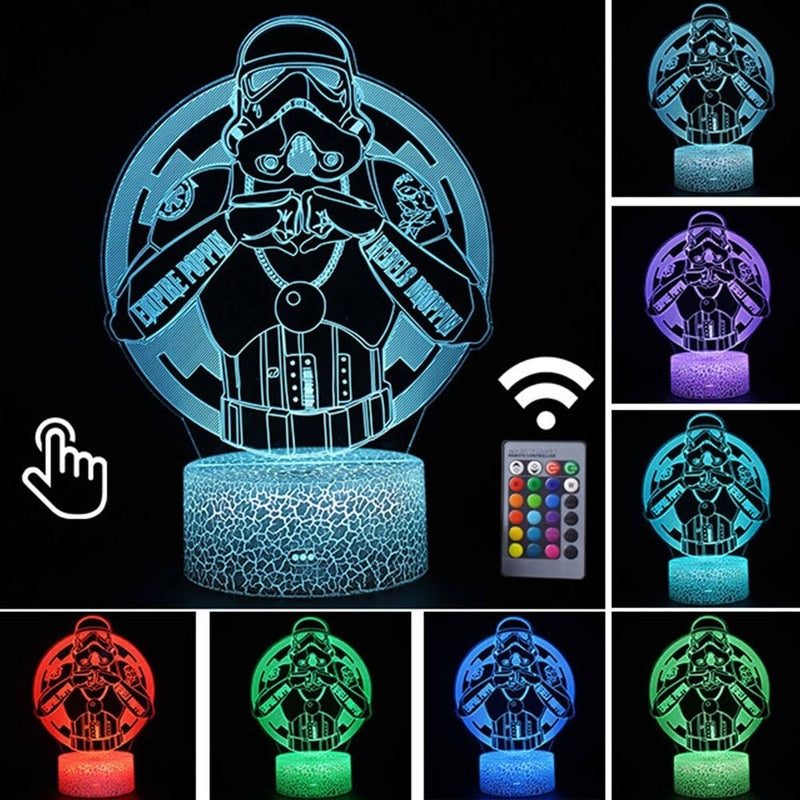 Luminária Abajur LED Arte Stormtrooper Star Wars Multicolorido Lanterna 3D Decorativo