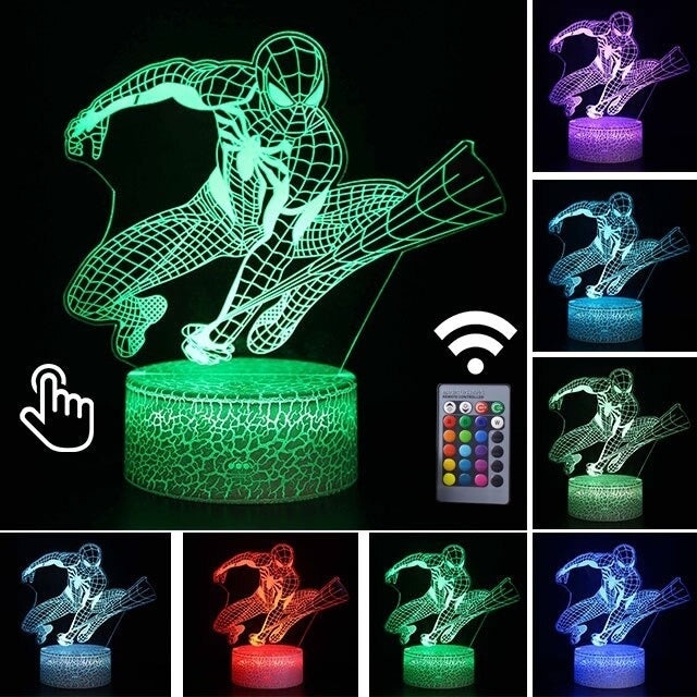 Luminária Abajur LED Homem Aranha Hq Multicolorido Lanterna 3D Decorativo