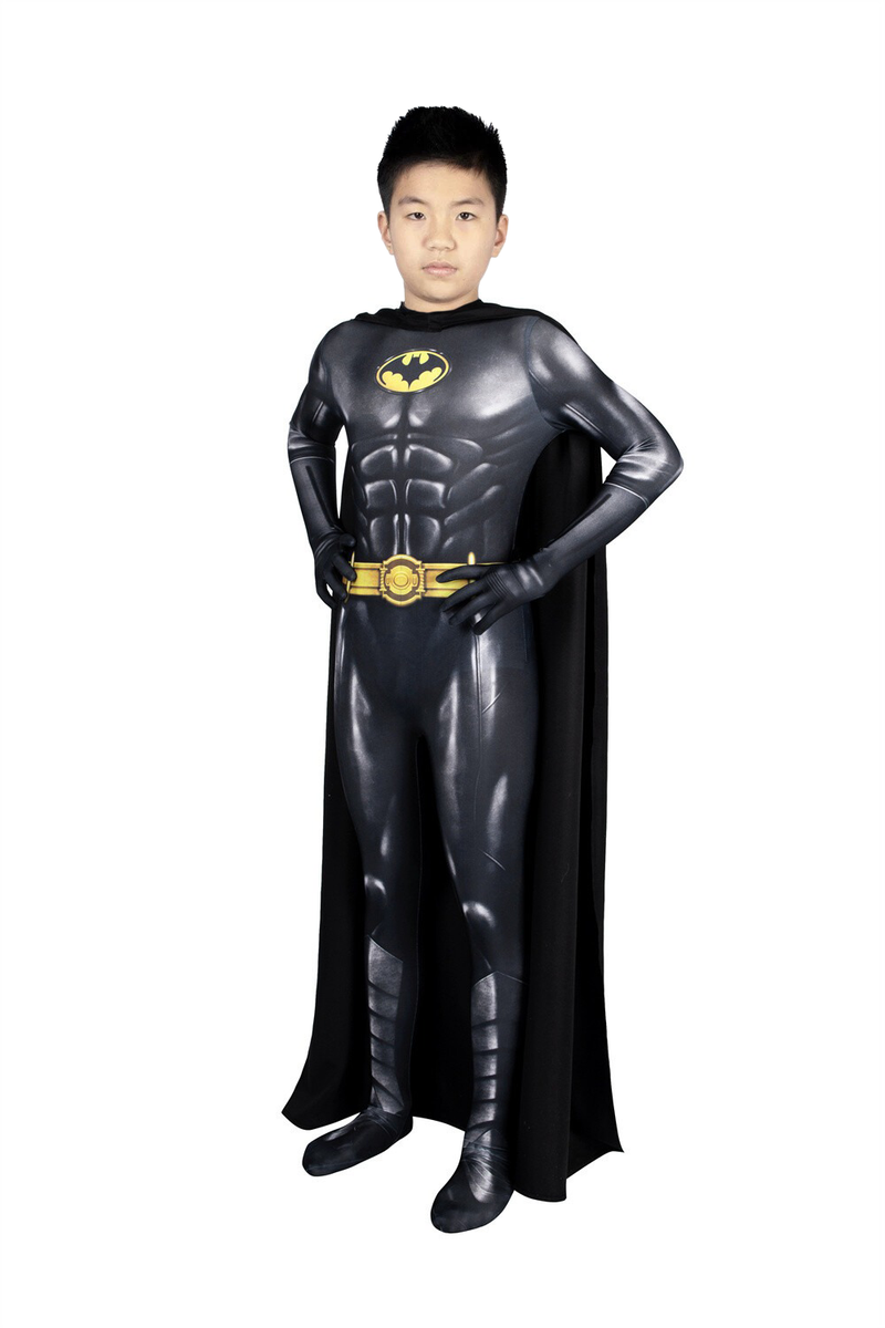 Fantasia Infantil Clássico Michael Keaton Com Capa Traje Cosplay Crianças