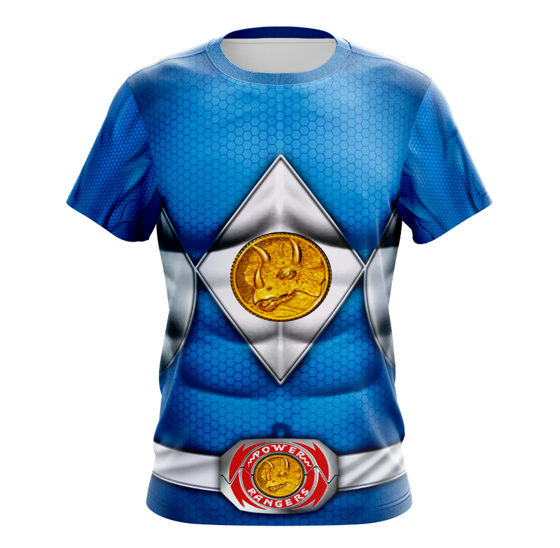 Camisa / Camiseta Power Rangers Mighty Morphin Ranger Azul - Manga Curta