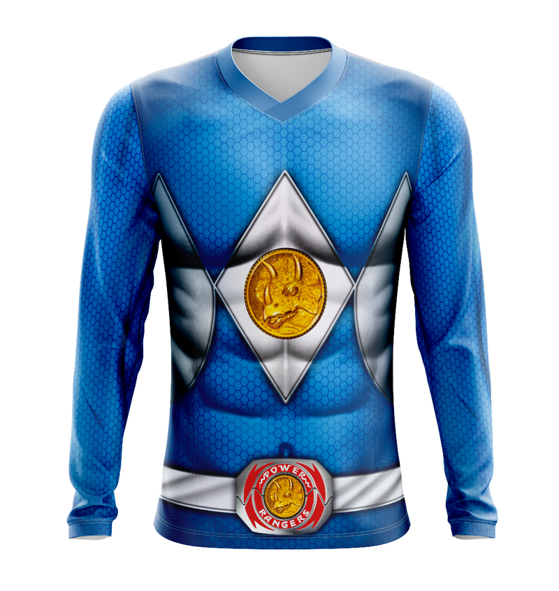 Camisa / Camiseta Power Rangers Mighty Morphin Ranger Azul - Manga Longa