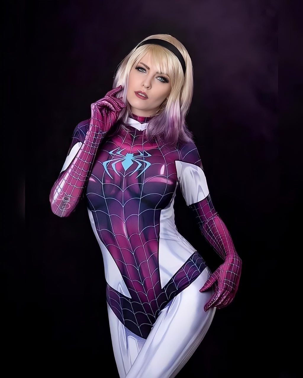 Fantasia Spider Gwen Stacy Mulher Aranha Cosplay Feminino Luxo Traje P