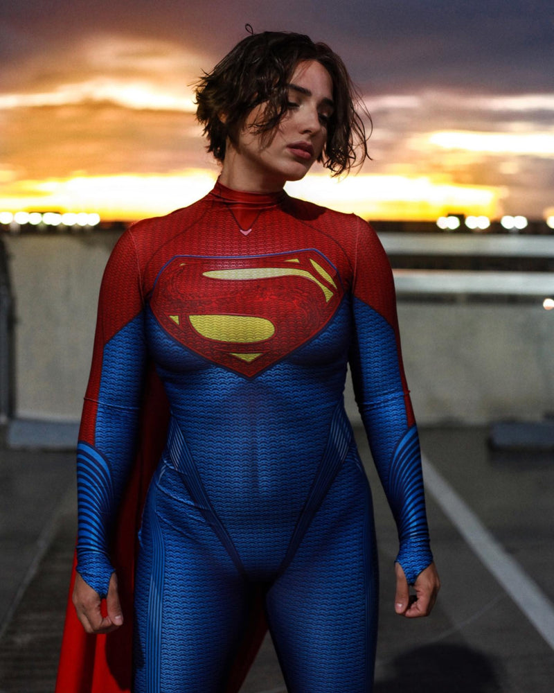 Fantasia Feminina Supergirl Kara Super Moça Com Capa Traje Luxo Cosplay Mulheres / Meninas