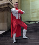 Fantasia Omni-Man Invencível Com Capa Cosplay Luxo Traje Profissional Adulto e Infantil