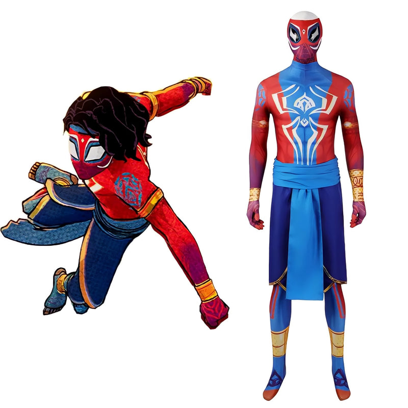 Fantasia Homem-Aranha Spider Indiano Filme Aranhaverso Cosplay Traje Luxo Profissional