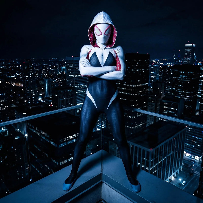 Fantasia Feminina Spider Gwen Aranhaverso Cosplay Traje Luxo