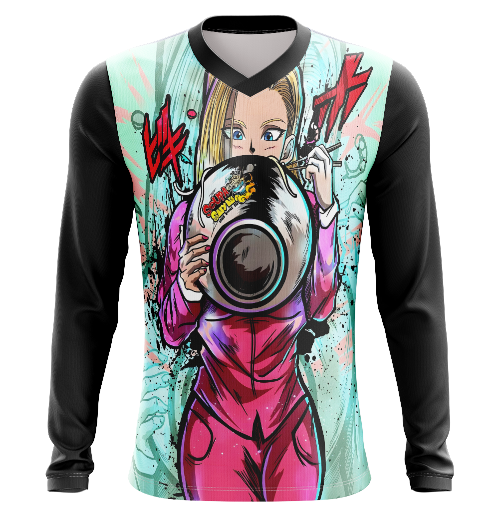 Android 18 Clothes Camisa / Camiseta Androide 18 Anime Dragon Ball Z Manga Longa