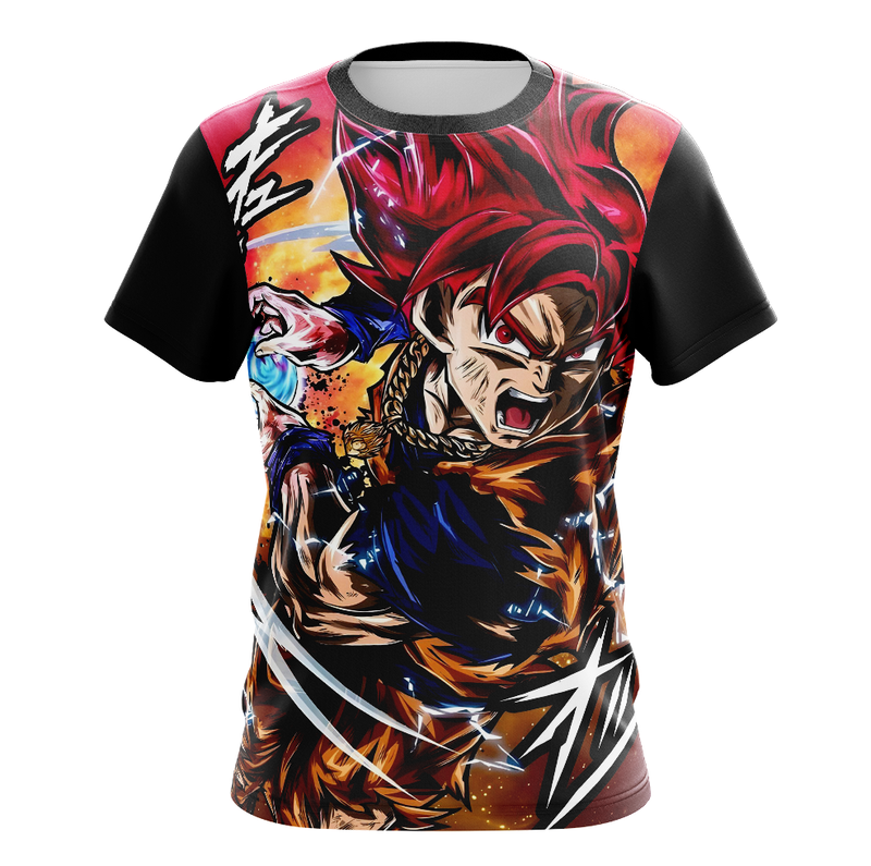 Camisa / Camiseta Goku Ssj God Anime Dragon Ball Super Manga Curta