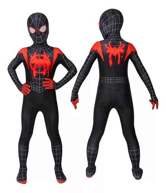 Fantasia Infantil Homem-Aranha Miles Morales PS5 Aranha Verso Cosplay Crianças Traje Luxo