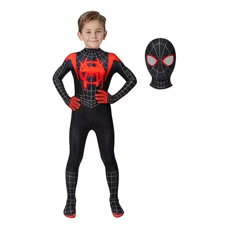 Fantasia Infantil Homem-Aranha Miles Morales PS5 Aranha Verso Cosplay Crianças Traje Luxo