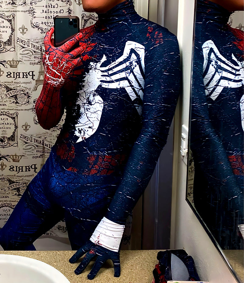 Fantasia Homem Aranha / Venom Simbiose Transformação Cosplay Traje Luxo profissional