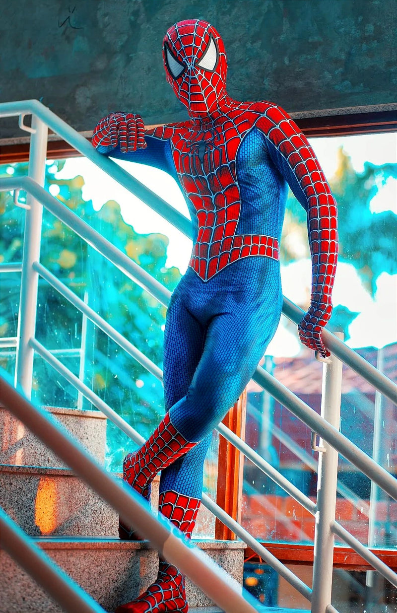 Fantasia Homem-Aranha Traje Clássico Tobey Maguire Adulto Cosplay Luxo