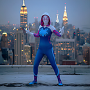 Fantasia Feminina Spider-Gwen Spidey Desenho Cosplay Traje Luxo Profissional