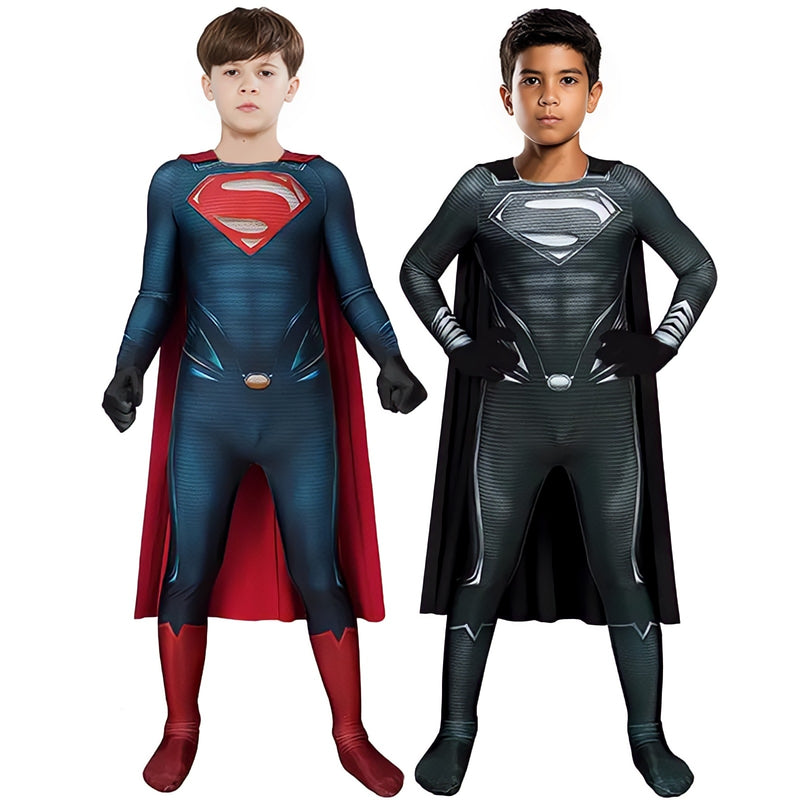 Fantasia Cosplay Infantil Superman Black Liga Da Justiça Traje Luxo Profissional