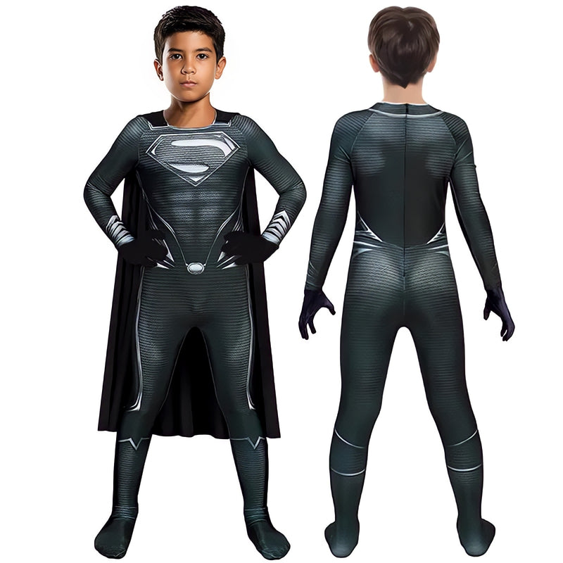 Fantasia Cosplay Infantil Superman Black Liga Da Justiça Traje Luxo Profissional