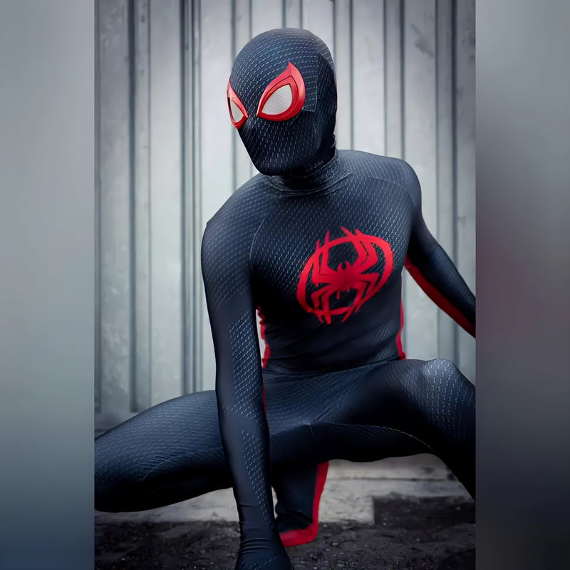 Fantasia Homem-Aranha Miles Morales Aranhaverso 2 Cosplay Traje Luxo Profissional