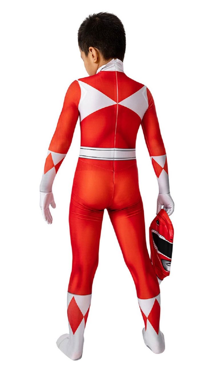 Fantasia Infantil Power Rangers Vermelho Clássico Cosplay Traje Crianças