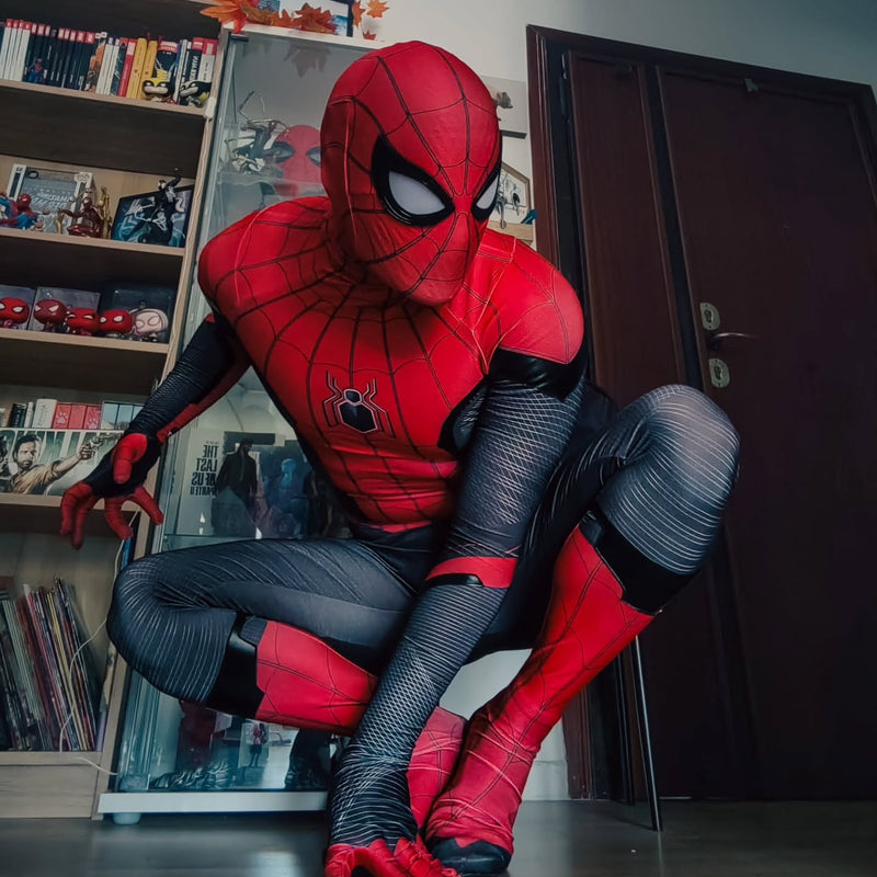 Fantasia Cosplay Heróis Masculina Homem Aranha Traje Longe de Casa Filme Luxo