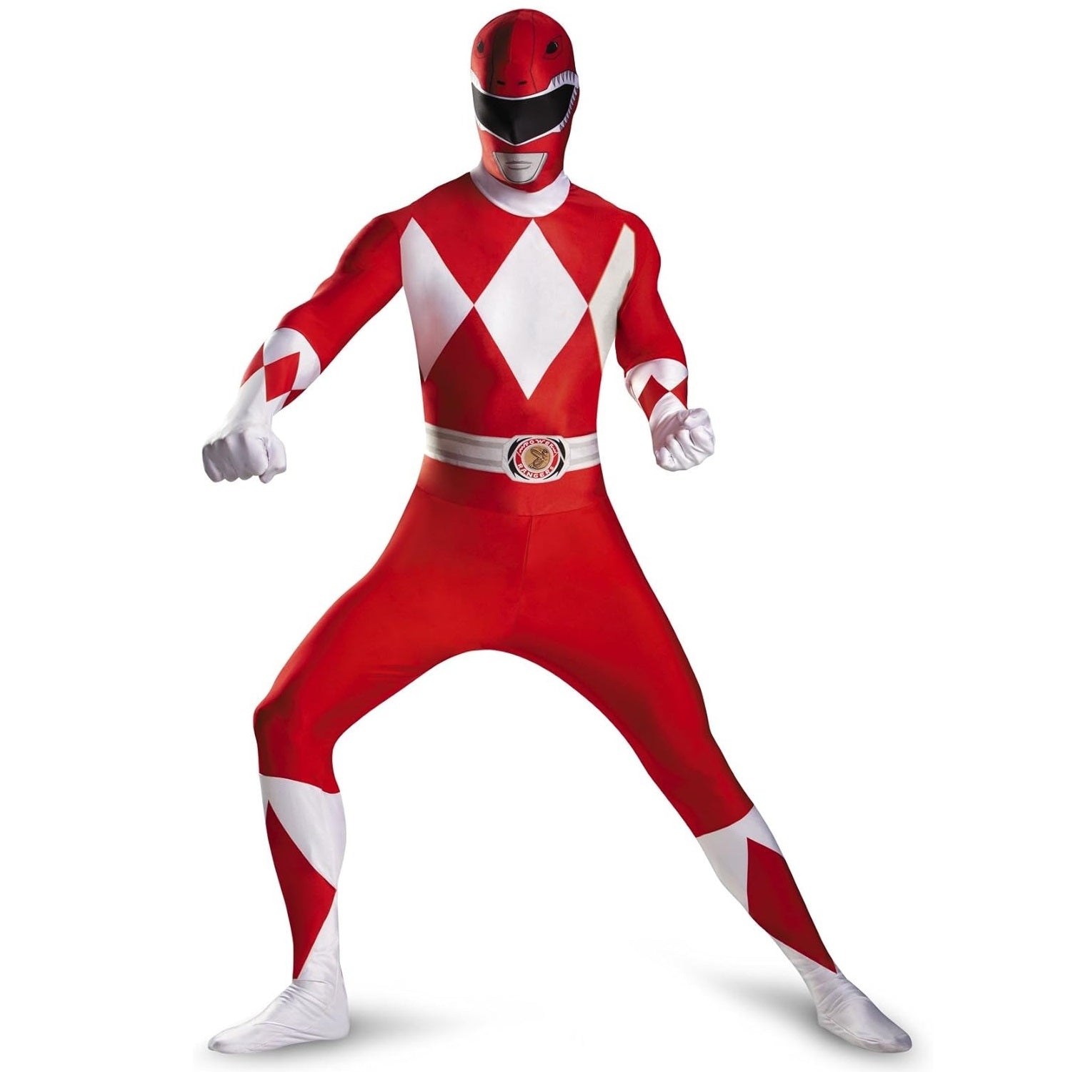 Fantasia Power Rangers Vermelho Clássico Adulto Cosplay Traje Eventos