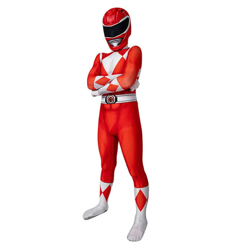 Fantasia Infantil Power Rangers Vermelho Clássico Cosplay Traje Crianças