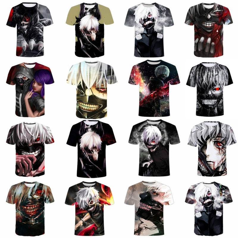 Camisa Camiseta Impressão 3D Tokyo Ghoul - Kaneki e Rise Esqueleto Anime