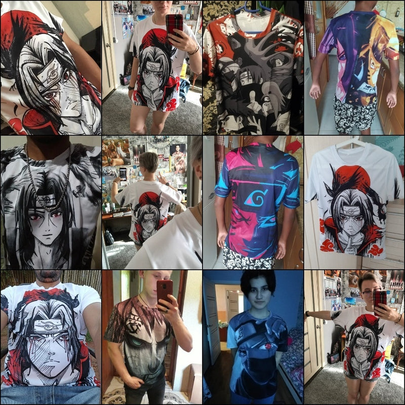 Camisa Camiseta Sasuke e Naruto Impressão 3D Anime Naruto Shippuden