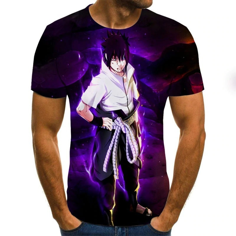 Camisa Camiseta Sasuke Uchiha Impressão 3D Anime Naruto Shippuden