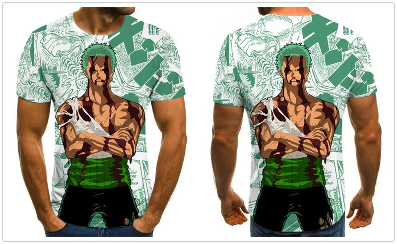 Camisa Camiseta Zoro Batalha One Piece Anime Impressão 3D Full