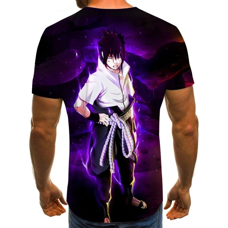 Camisa Camiseta Sasuke Uchiha Impressão 3D Anime Naruto Shippuden