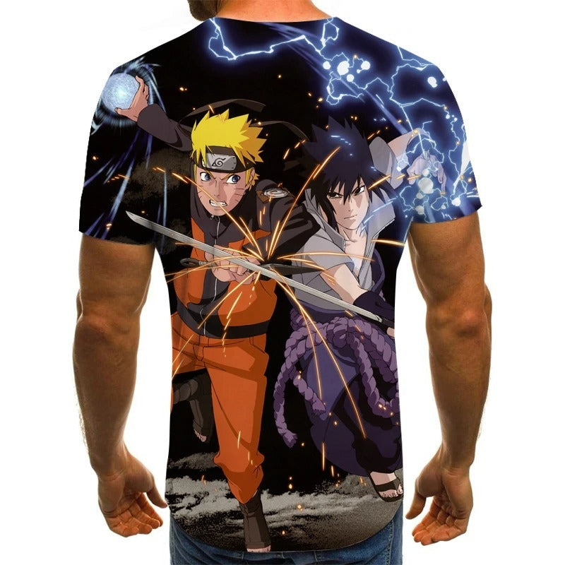 Camisa Camiseta Naruto Vs Sasuke Impressão 3D Anime Naruto Shippuden