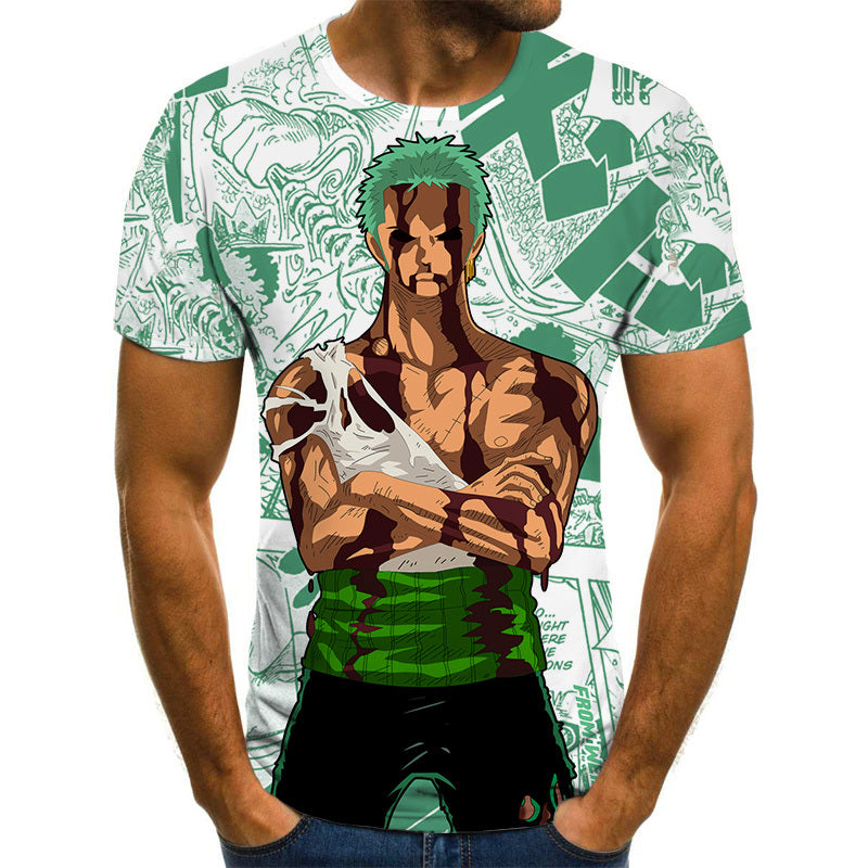 Camisa Camiseta Zoro Batalha One Piece Anime Impressão 3D Full