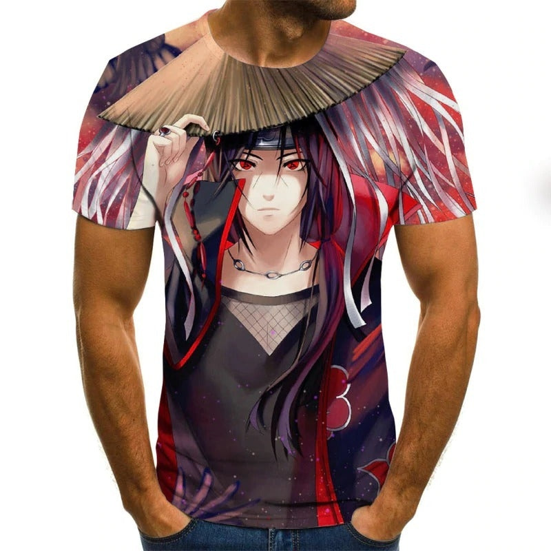 Camisa Camiseta Itachi Uchiha Impressão 3D Anime Naruto Shippuden