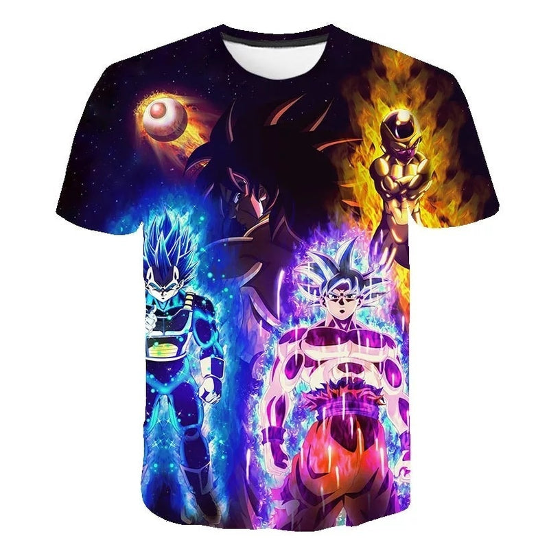 Camisa Camiseta Impressão 3D Goku e Vegeta Dragon Ball Super Estilo Clássico