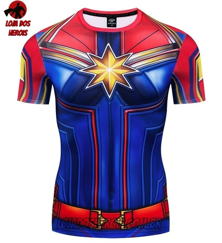 Camisa/Camiseta Hash Guard Capitã Marvel Filme Compressão Segunda Pele