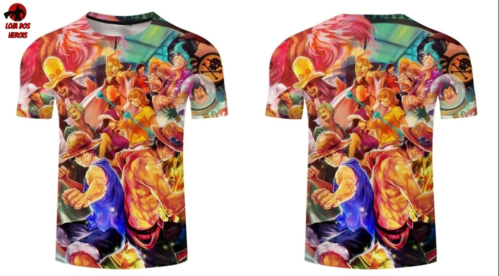 Camisa Camiseta Impressão 3D Full One Piece Anime Personagem Ace